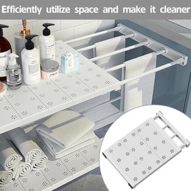 Wapasezyar Adjustable Shelves for Cupboard, Expandable Cabinet Shelf, Nail-Free Telescopic Shelf Divider for Kitchen, Bathroom, Shelves for Wardrobe (42 cm Wide, Adjustable Length 38-60 cm)