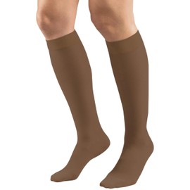 Truform Sheer Compression Stockings, 15-20 mmHg, Women's Knee High Length, 20 Denier, Espresso, 2X-Large