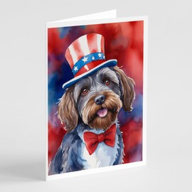 Caroline's Treasures Wirehaired Pointing Griffon Patriotic American Greeting Cards Pack of 8 Blank Cards with Envelopes Whimsical A7 Size 5x7 Blank Note Cards