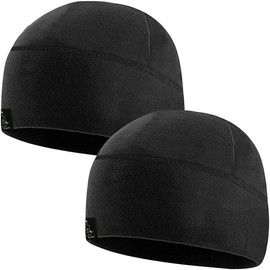 Temple Tape Tactical Fleece Watch Cap Beanie 2 Pack Black/Black - XL (for Larger Heads)