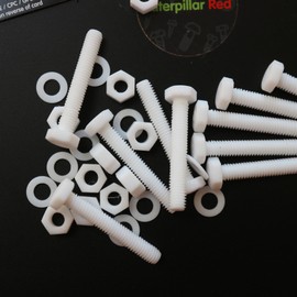 10 x PTFE Hex Head, M6 x 40mm (15/64 x 1 37/64 in), Plastic Nuts and Bolts (Screws), Washers