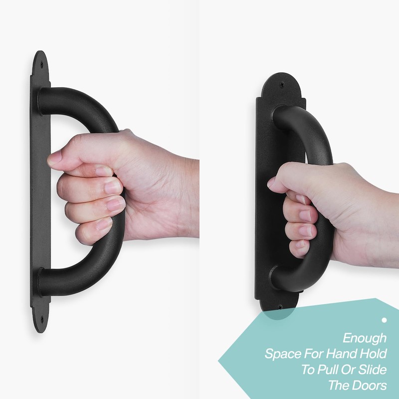 Purife 8'' Black Heavy Duty Barn Door Pull Handles 2