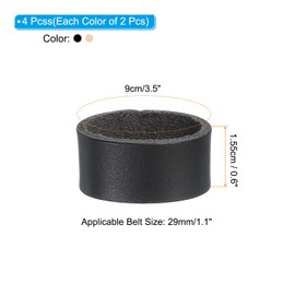 PATIKIL Leather Loop Keeper, 4 Pcs Leather Loops Belt Keeper Loops Retainer Straps Replacement for 1.1 Inch Wide Belts/Straps, Black/Khaki