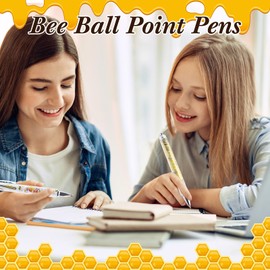 Thenshop 50 Pcs Bee Pens Bulk Honey Bee Theme Gel Ink Ballpoint Pens Honeycomb Gnome Party Favors Appreciation Gifts for Nurse Day Mother's Day Employee Office Work