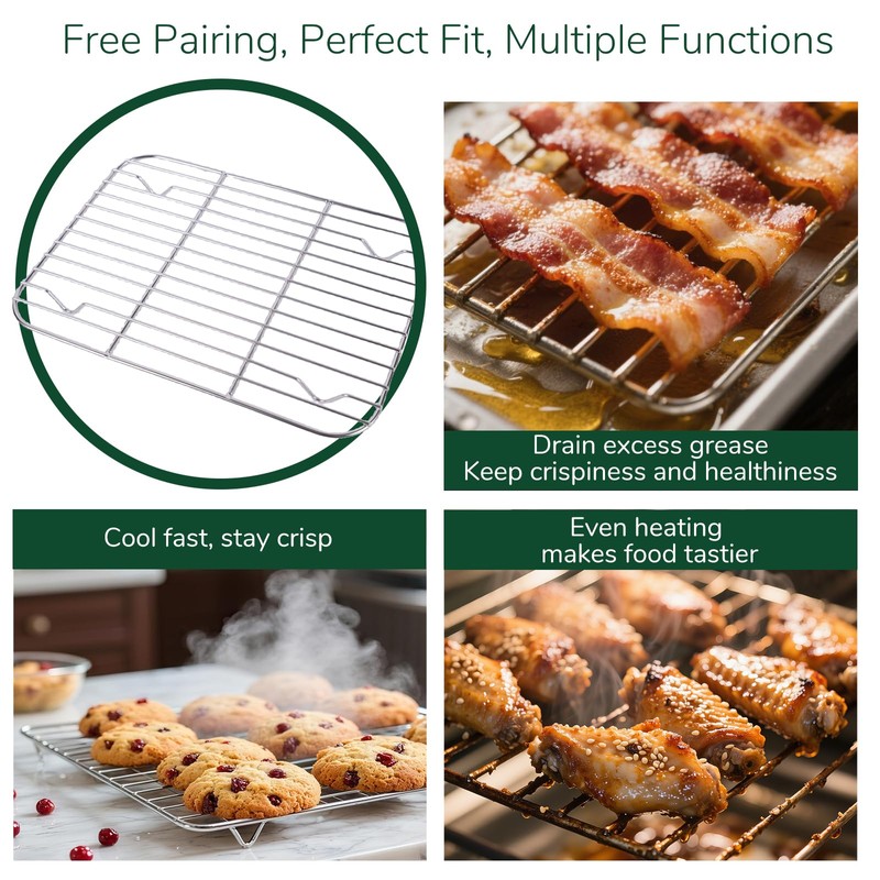Bofolai 18/0 Stainless Steel Baking Sheet with Cooling Rack, 15.9