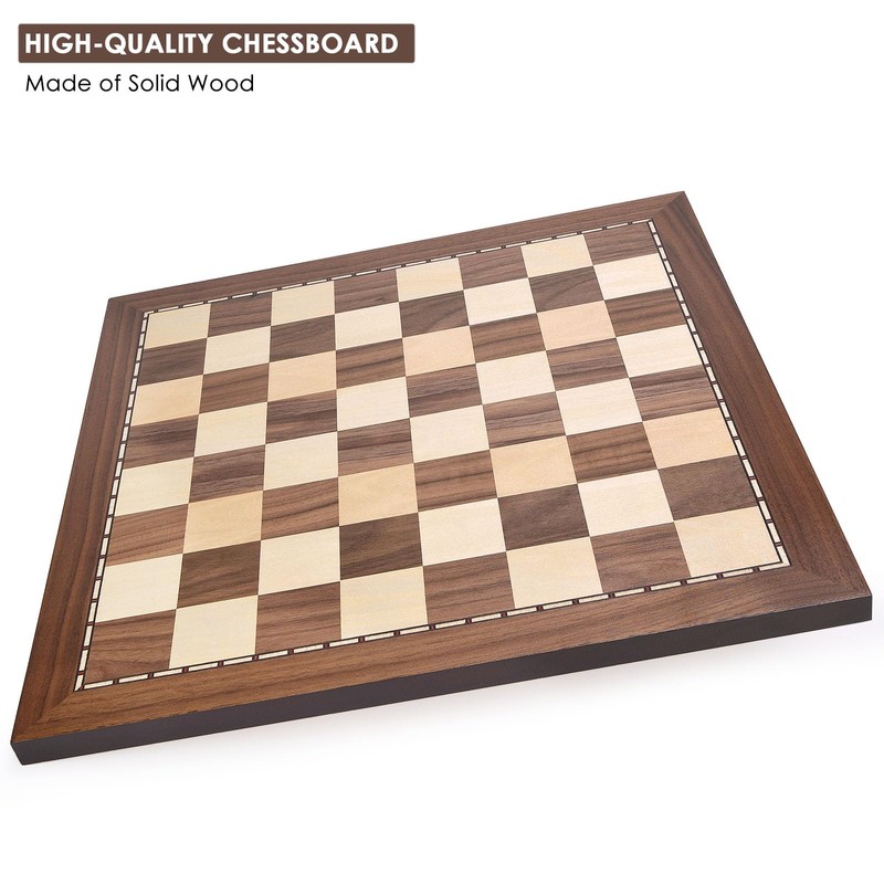 AMEROUS 15 Inches Walnut Wood Chess Board Only, Professional Tournament