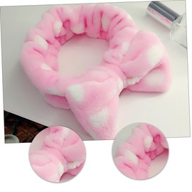 Healeved 5Pcs Coral Fleece Womens Headbands with Bow Design Soft Elastic Makeup Hairbands for Spa Face Washing Yoga Running and Cosmetic Use Comfortable Stretchy Hair Accessories