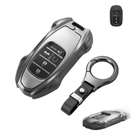 for Honda Heavy Key Fob Cover with Keychain Zinc Alloy Metal Key Fob Case Compatible with 2022 2023 2024 2025 Accord Civic CR-V HR-V Pilot (Round Leather Buckle)