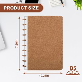 MOSA BEAR Discbound Notebook, Leather Cover Discbound Planner, 180 Pages Spiral Notebook with Removable Pages, Suitable for Work Meeting School Daily Use