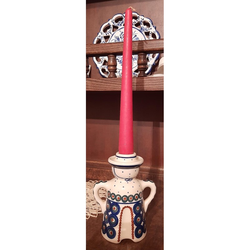 Dekorativer Kerzenhalter aus Keramik, traditionelles Design mit weißen und blauen