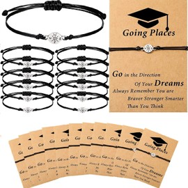 12/30 Pieces Graduation Gifts for Her 2023 Compass Bracelet Plated Platinum for Her Distance Friendship Bracelets with Card and Envelope College High School Graduation Gifts Best Friend Bracelet Gifts