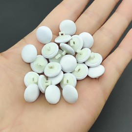 YOOGCORETT 50pcs White Satin Fabric Cloth Covered Buttons with Shank for Bridal Wedding Dress Buttons, DIY Sewing, Scrapbooking Decorations Buttons,1/2 Inch (12.5mm)