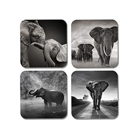 DV DESIGN 4 x Square Elephant Coasters - Elephants Animals Nature Safari Drink Gift #77895