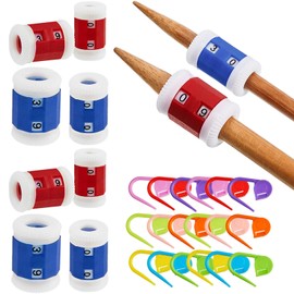 Row Counter and Crochet Stitch Marking Sets, Includes 12 Row Counters in Various Sizes and 20 Pieces Knitting Crochet Locking Stitch Markings Colourful Needle Clips