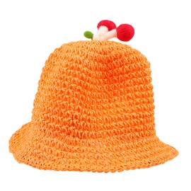 LIFKOME 1pc Boys and Girls Mushroom Hat for Sun Cute Handwoven Outdoor Beach Hat Comfortable Breathable Boys and Girls for Family Fun and Costume Parties Orange