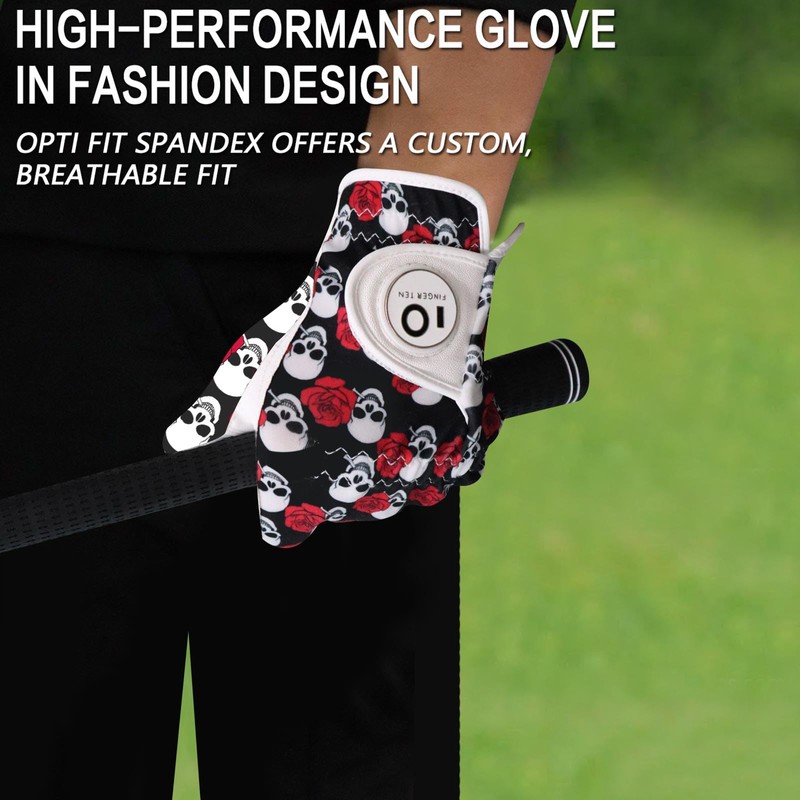 FINGER TEN Men's Golf Gloves Left Right Hand Leather with