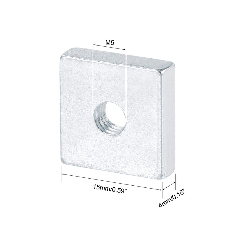 uxcell Square Nuts, M5x15mmx4mm Zinc-Plated Metric Coarse Thread Assortment Kit,