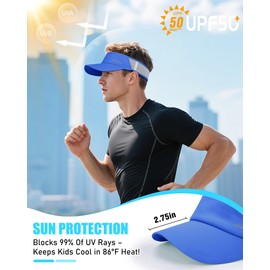 Sports Sun Visor Hats for Women Men Lightweight Breathable Cooling Stretchy Visors Foldable UPF 50+ for Running Tennis Golf, Blue, One Size