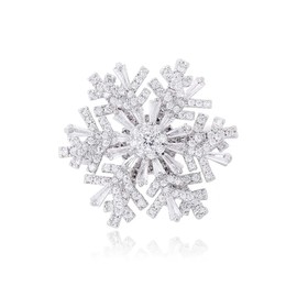 Rotated Snowflake Rhinestone Brooch Lapel Pin for Women Girls Austrian Crystal Winter Snow Flower Pins Clip Collar Sweater Hat Jackets Dress Suit Backpacks Brooches Exquisite Christmas New Year Jewelry Gifts Clothes Accessories