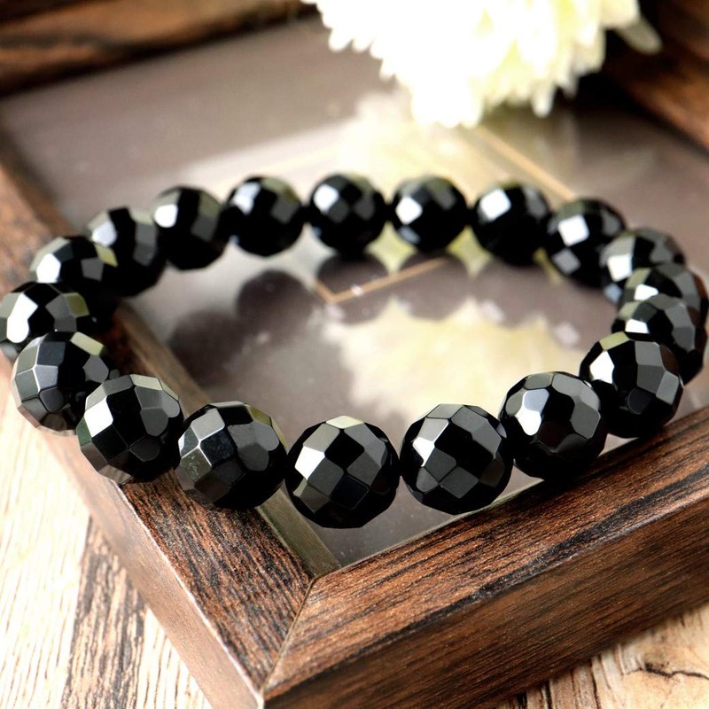 Men's Women's Onyx Bracelet, Black Agate, Natural Stone, Power Stone,