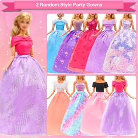 56 Pcs Doll Clothes & Accessories 2 Gowns 2 Evening Dresses 2 Mermaid Swimsuits 2 Swimwear 4 Outfits 4 Dresses 40 Accessories Shoes Fairy Wing Mermaid Tail for 11.5 Inch Girl Dolls Fairy Storytelling