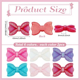 PH PandaHall 6 Colors Bow Resin Cabochons 12pcs Rhinestone Bow Cabochon Bowknot Embellishments Flatback Resin Charms Glitter AB Color Beads for Hair Clips Scrapbooking Jewelry Making Photo DIY Crafts