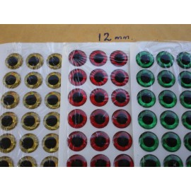 Unbranded 189 PCS 3D 12MM GOLD/RED/GREEN HOLOGRAPHIC LURE EYES/FLY TYING JIGS/CRAFT DOLLS