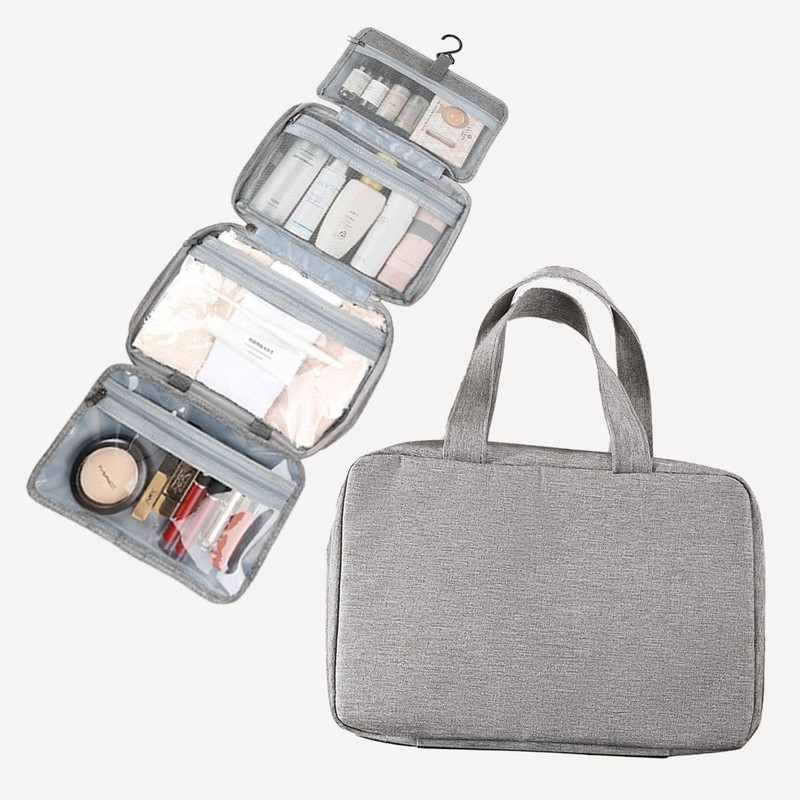 HUSHAX 4 Fold Travel Hanging Toiletry Bag, Hanging Makeup Storage