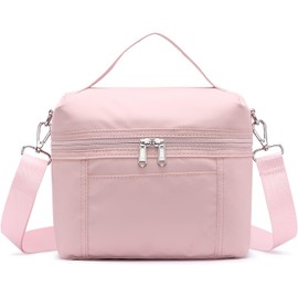 Insulated Lunch Bags for Women Cooler Bag Lightweight Nylon Waterproof Lunch Box for Work (Pink)