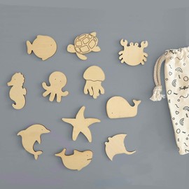 FERFLEX - Magnetic Wooden Game for Children - The Animals of the Ocean - Can be Used on All Magnetic Surfaces - Game for Children 3 Years - 11 Magnets