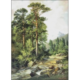 Ankicoleman Designs Mountain River - Chart Counted Cross Stitch Patterns Needlework DIY DMC 14 ct  - Printed