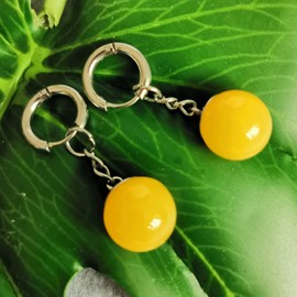 one pair of Resin Ball Stainless Earring Cosplay Earrings Ear Clip Cuff For Man Woman (Pair yellow pierced)