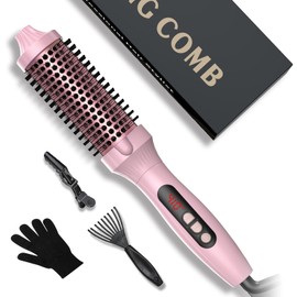 1.5 in Thermal Brush, Curling Iron Heated Round Curling Volumizing, The Ceramic Barrel Heats up 30S, LCD Display 10 Temperatures frizz-Free Curls The Ionic