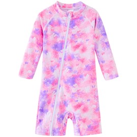 UMELOK Baby Girl Rashguard Swimsuit Infant Rash Guard Swimwear UPF 50+ Sun Protection Bathing Suit Sunsuit Pink, Tie Dye-6-9M