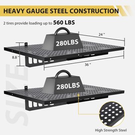 GarveeTech 2-Pack 1x6 ft Garage Wall Shelving Heavy Duty Wall Shelves Garage Storage Racks Wall Mounted Garage Shelves Floating Shelves, 600 LBS Load Capacity