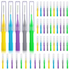 Patelai 50 Pieces Braces Brush for Cleaner Interdental Brush Between Teeth Toothpick Flosses Dental Flossing Head Oral Hygiene Tooth Cleaning Tool(Light Blue, Purple, Yellow, Gray, Light Green)