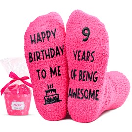 Zmart 9th Birthday Gifts for Girls - Socks for Kids Age 9, Gift Ideas for Nine Year Old Girls, Presents for 9 Year Old Girls, Pink