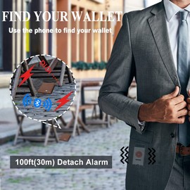 Electronic Finder Anti-Lost Bluetooth Wallet Tracker, Mens Wallet with GPS Position Locator & Finder (Carbon Black) (Brown)