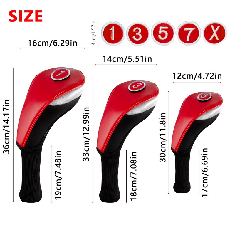 Andux 4pcs/Set PU Golf Wood Club Head Covers 460cc Driver