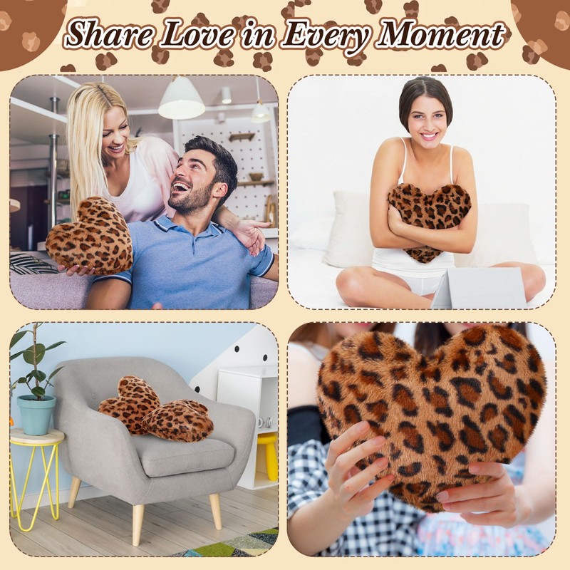 Fiwochic 2 Pack Leopard Throw Pillows, Small Heart Shaped Wedding