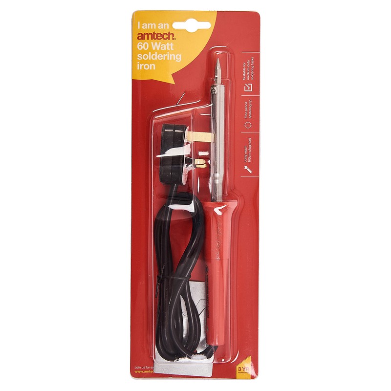 Amtech S1725 Soldering Iron, 60 Watt 230-240V, Insulated Handle and