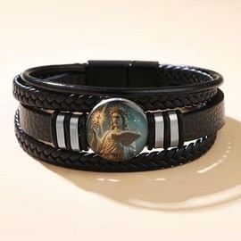 Youtysunny "Touch-to-Heal" Bible Verse Mood Collection | 7 SPU | 42 Sku | Bracelets, Necklaces & Car Charms for Instant Calm:_Black Jesus/YSBLLM03J2