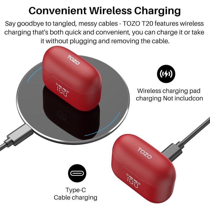 about the condition TOZO T20 Wireless Earbuds 48.5H Playtime Noise