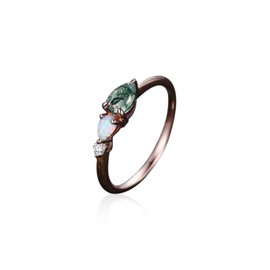 Flpruy Natural Moss Agate Ring for Women 925 Sterling Silver Green Promise Ring for Women Engagement Moss Agate Jewelry for Wedding/Anniversaries, 6, Sterling Silver, Agate