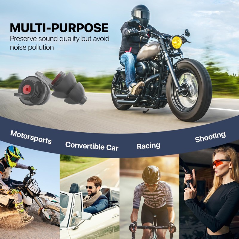 Motorcycle Ear Plugs 2 Pairs, Wind Noise Reduction & Prevent