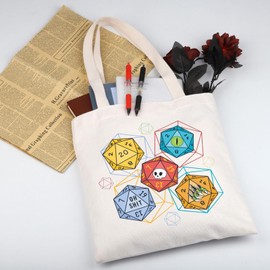 MYSOMY Dice And Dragon Tote Bag DND Reusable Grocery Shopping Bag DM Handbag RPG Game Gift Video Game Lover Gift (DND TB)