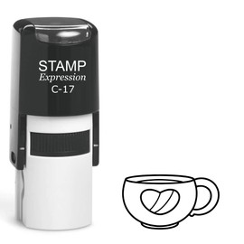 stampexpression - Cup with Heart Self Inking Rubber Stamp - Black Ink (A-63161)