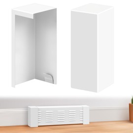 Gandeer 2 Pcs Metal Baseboard Heater Covers End Caps, Left and Right, Stainless Steel Baseboard Covers End Caps for Radiator Heater, White(Square)