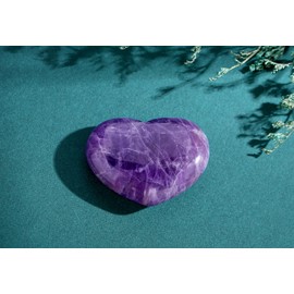 GUJOXILA 1.8" Amethyst Crystal Heart Crystals Gifts for Women Gemstones Ornaments Polished Nature Protection Reiki Balancing Spiritual Meditation Stones