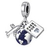 CINKOLA 925 Sterling Silver Airplane Passport Bead Charm for PanDra
